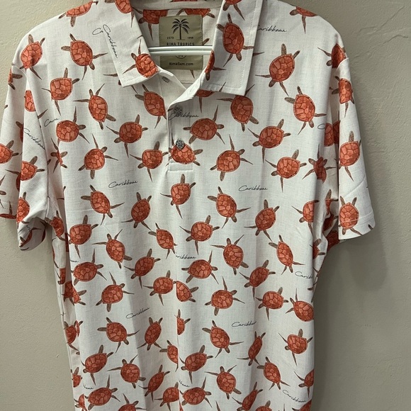 rima tropic Other - Red Turtle Print Men's Casual Shirt